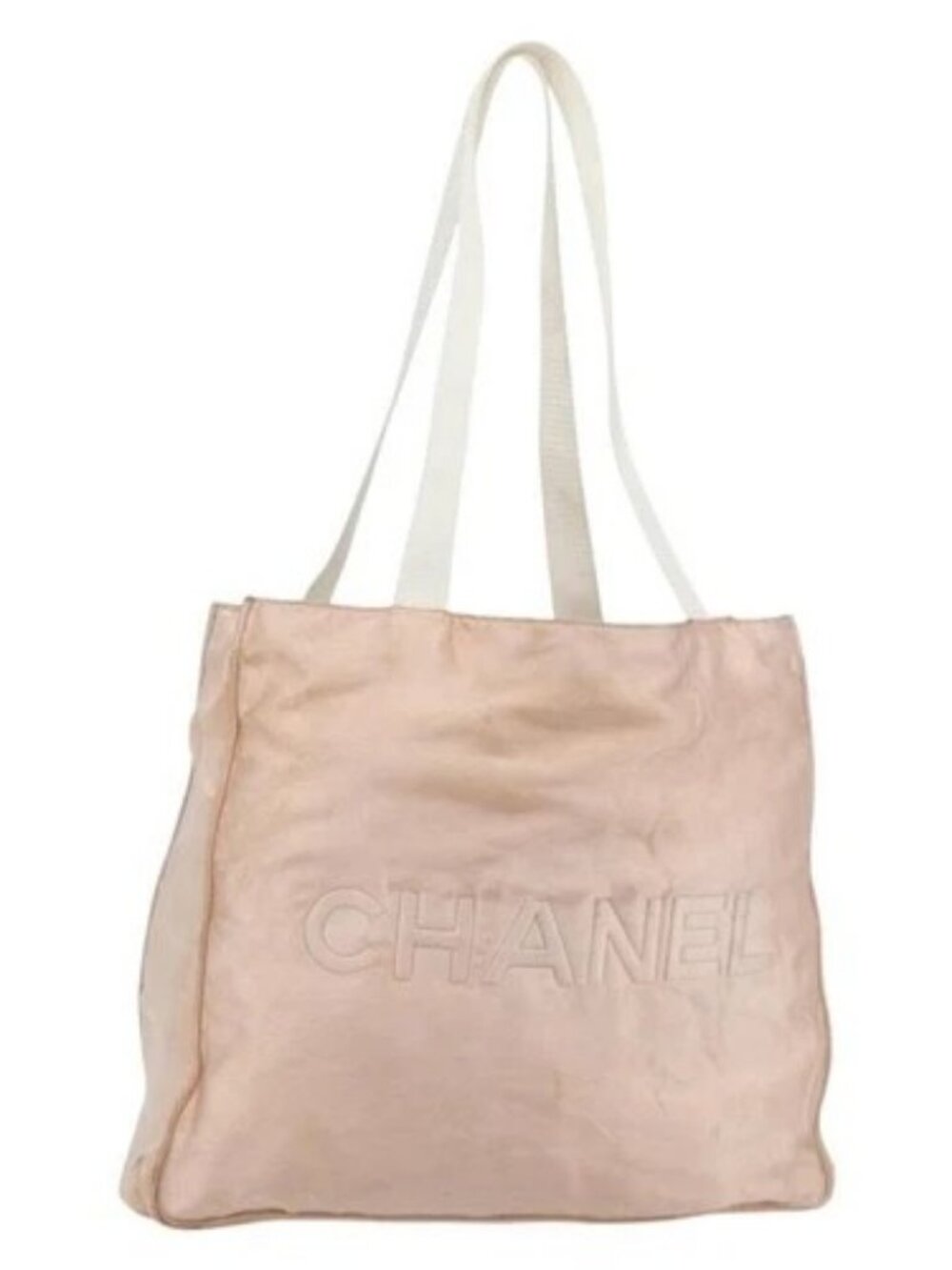 CHANEL Tote Bag Satin Gold Pink CC Auth bs35157